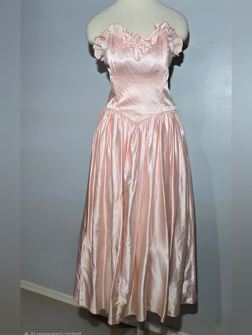 Vintage Gunne Sax Baby pink satin prom dress
